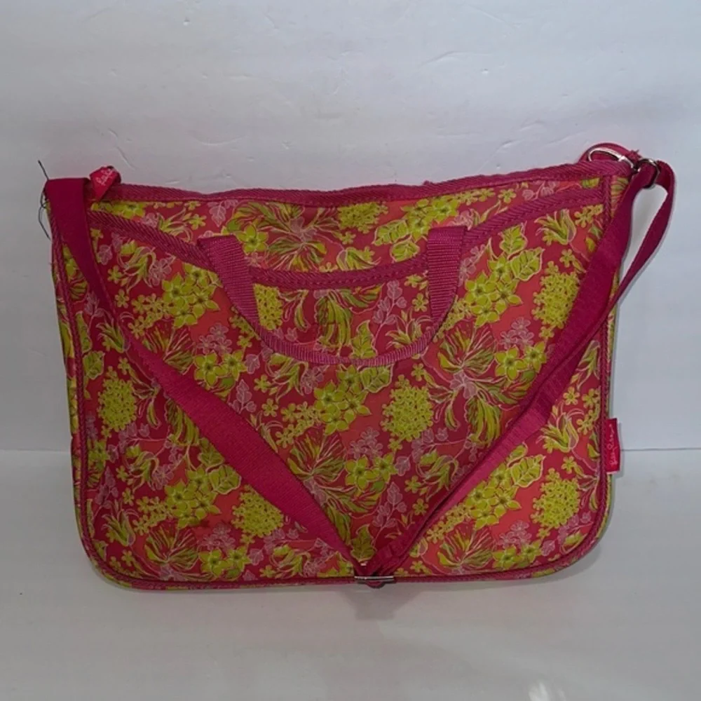 Lilly Pulitzer laptop tote bag Floral Pink and Green